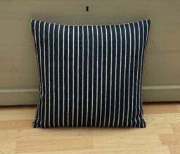 Midnight Blue Ticking Stripe Pillow Cover Country Home Decor - thumbnail 1