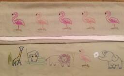 Safari Themed Linen Hand Embroidered Baby Blanket - thumbnail 1