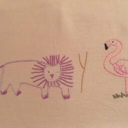 Safari Themed Linen Hand Embroidered Baby Blanket - thumbnail 4