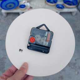 Small Handmade Blue Ceramic Wall Clock - Modern Interior Art Decor, Crystal Collection - thumbnail 4