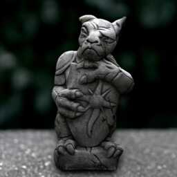 Concrete Gargoyle Statue Massive Warrior Sculpture Stone Monster Figurine Handmade Art Front Door Ornament Garden Decor - thumbnail 1