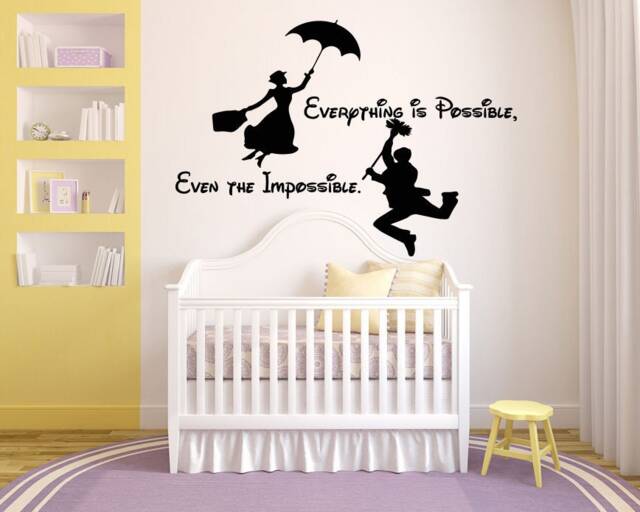 Mary Poppins Quote Wall Decal Nursery Cartoon Art 22Mp - image 1