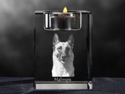 Malinois, Crystal Candlestick With Dog, Souvenir, Decoration, Limited Edition, Collection