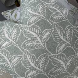 Green Leaf Cushion Cover, Dusty Green Pillow Modern Sofa John Lewis Fabric , Country/Farmhouse Home Decor - thumbnail 3