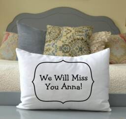 Personalized Pillow, Autograph Moving Gift, Relocation Going Away Autograph Going Away Guest Sign in Pillow - thumbnail 1
