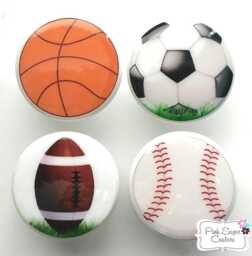 Soccer Basketball Football Baseball Knobs Sports Balls Drawer Pull Kids Nursery Room Decor - Handmad - thumbnail 1