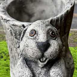 Relaxing Peter Rabbit Sculpture Outdoor With Flower Pot Statue Stone Animal Decoration Cement Wildlife Bunny Lover Gift - thumbnail 3