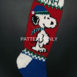 PDF Pattern Only Hand Knitted Beagle & Tree Christmas Stocking - thumbnail 2