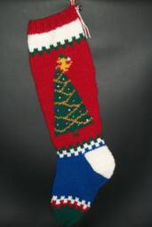 PDF Pattern Only Hand Knitted Beagle & Tree Christmas Stocking - thumbnail 1