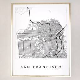 San Francisco City Map California Street Drawing Black White - Art Print West Coast Wedding Anniversary Realtor Graduation Travel Gift - thumbnail 3