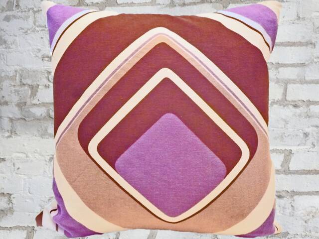 Throw Pillow Tunnel Vision, Purple Brown Beige Cushion Cover, 60S 70S Vintage Fabric Modernist Era, Mid-Century Pop Art, Accent Case - image 1