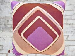 Throw Pillow Tunnel Vision, Purple Brown Beige Cushion Cover, 60S 70S Vintage Fabric Modernist Era, Mid-Century Pop Art, Accent Case - thumbnail 1