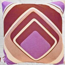 Throw Pillow Tunnel Vision, Purple Brown Beige Cushion Cover, 60S 70S Vintage Fabric Modernist Era, Mid-Century Pop Art, Accent Case - thumbnail 3