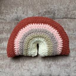 Crochet Rainbow Pillow - Desert Blush Rose Cushion Stuffie Stuffy Toy - thumbnail 3