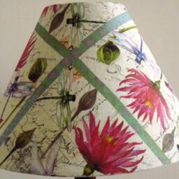 Dragonfly Lampshade Exotic Flowers Botanical Garden Vintage Script Fatta Da Mamma - thumbnail 2