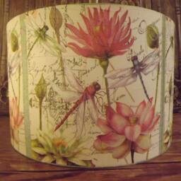 Dragonfly Lampshade Exotic Flowers Botanical Garden Vintage Script Fatta Da Mamma - thumbnail 4