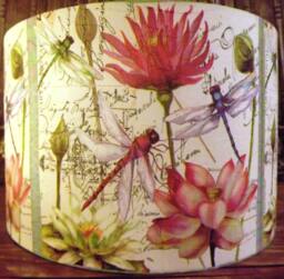 Dragonfly Lampshade Exotic Flowers Botanical Garden Vintage Script Fatta Da Mamma - thumbnail 1