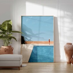 Swimming Pool Wall Art, Art Print, Poster, Blue Gift, Summer Water - thumbnail 3