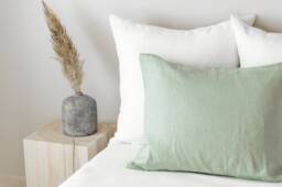 Linen Pillow Case in Dusty Mint With Envelope Closure/Washed Linen Cases Sage Green/Custom Size Shams - thumbnail 1