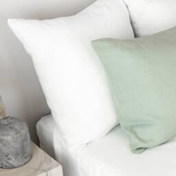 Linen Pillow Case in Dusty Mint With Envelope Closure/Washed Linen Cases Sage Green/Custom Size Shams - thumbnail 2