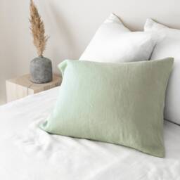 Linen Pillow Case in Dusty Mint With Envelope Closure/Washed Linen Cases Sage Green/Custom Size Shams - thumbnail 3