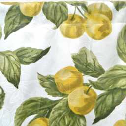 Yellow & Green -Fruit Window Valance Corded Lined Rod Pocket Scalloped Cotton Made To Order - thumbnail 2