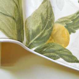 Yellow & Green -Fruit Window Valance Corded Lined Rod Pocket Scalloped Cotton Made To Order - thumbnail 3