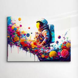 Astronaut Flower Burst Floral Modern Abstract Oil Painting Wall Art, Framed Canvas Poster Print, Home Kitchen Office Room Decor, Gifts - thumbnail 3