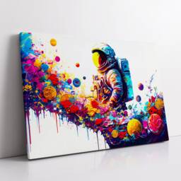 Astronaut Flower Burst Floral Modern Abstract Oil Painting Wall Art, Framed Canvas Poster Print, Home Kitchen Office Room Decor, Gifts - thumbnail 2