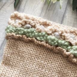 Handcrafted Peach Holiday Stocking, Textured Cuff, Chunky Knit, Boho Farmhouse Christmas Decor - thumbnail 4