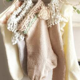 Handcrafted Peach Holiday Stocking, Textured Cuff, Chunky Knit, Boho Farmhouse Christmas Decor - thumbnail 2