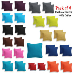 Pack Of 4 Plain Cushion Covers 100% Cotton Home Sofa Decor Duck Quality Cases 16'' 18'' 20''