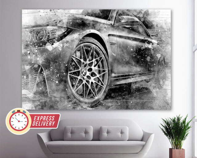 Bmw M4 Print, Bmw Canvas Wall Art, Poster, Wheel, Decor, Sport Paintings - image 1
