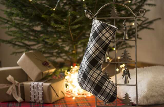 Black Plaid Christmas Stocking - image 1