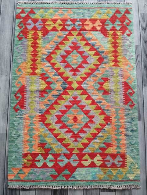 Classic Kilim Rug, Handmade Artisan Afghan Turkish Persian Qashqai Navajo Bohemian Natural Wool Flatweave Multicolour Rug 123x83 cm - image 1