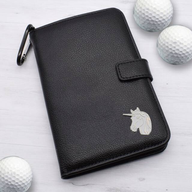 Unicorn Design - Personalised Leatherette Golf Organiser Complete With Divot Repairer, Marker, Tees, Scorecard & Pencils - image 1