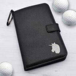 Unicorn Design - Personalised Leatherette Golf Organiser Complete With Divot Repairer, Marker, Tees, Scorecard & Pencils - thumbnail 1