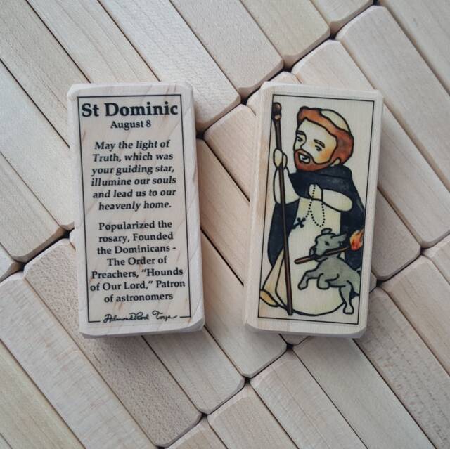 st Dominic Patron Saint Block With Gift Bag // Catholic Toys By Almondrod - image 1