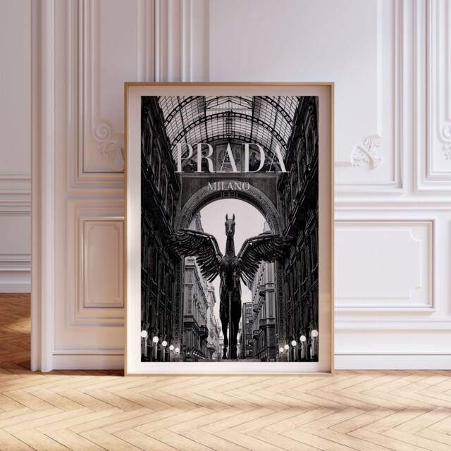Vogue Fashion Print Black & White Pegasus Wall Art