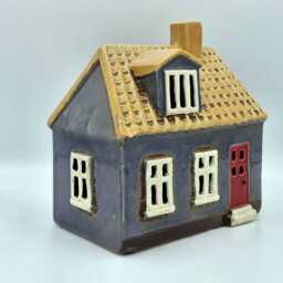 Ceramic Cottage Tea-Light in Slate Grey - thumbnail 2