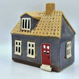 Ceramic Cottage Tea-Light in Slate Grey - thumbnail 3