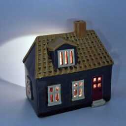 Ceramic Cottage Tea-Light in Slate Grey - thumbnail 4
