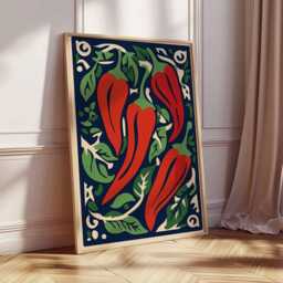 Chili Pepper Wall Art, Kitchen Decor, Spicy Food Print, Red Hot Poster, Rustic Farmhouse Unframed - thumbnail 3
