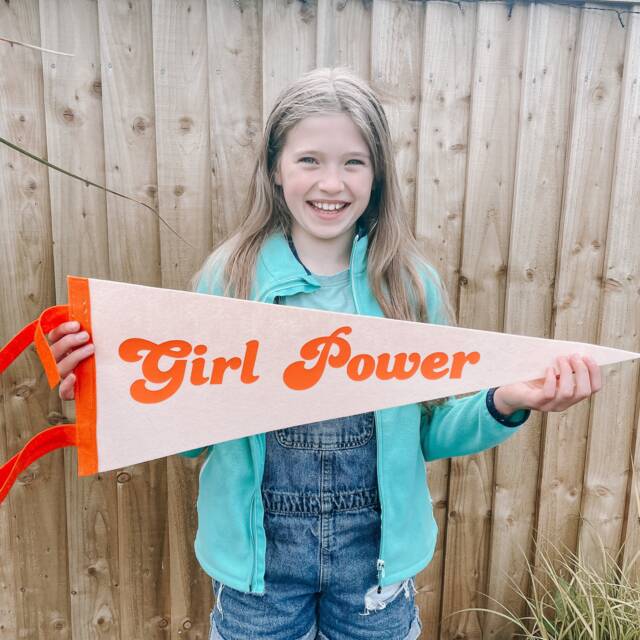 Girl Power Felt Pennant Flag Motivational Feminist Kindness Wall Hanging - image 1