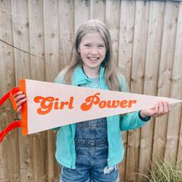 Girl Power Felt Pennant Flag Motivational Feminist Kindness Wall Hanging - thumbnail 1