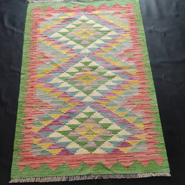 Kilim Rug Multicolour, Handmade Artisan Afghan Turkish Aztec Geometric Wool 150x105 cm - image 1