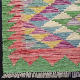 Kilim Rug Multicolour, Handmade Artisan Afghan Turkish Aztec Geometric Wool 150x105 cm - thumbnail 4