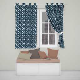 Small White Floral Scatter Navy Background Seamless Pattern Delicate Botanical Readymade Eyelet Ring Top Thermal 100% Blackout Curtains - thumbnail 1