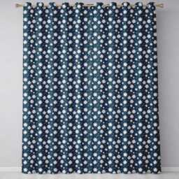 Small White Floral Scatter Navy Background Seamless Pattern Delicate Botanical Readymade Eyelet Ring Top Thermal 100% Blackout Curtains - thumbnail 2