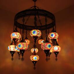 15 Ball Turkish Sultan Mosaic Chandelier Multi-Color - thumbnail 3
